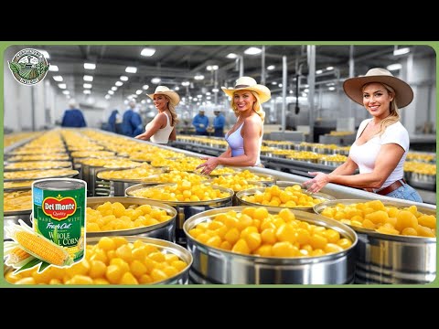 How Canned Corn Is Made - Massive Million Tons of Sweet Corn Harvesting & Processing