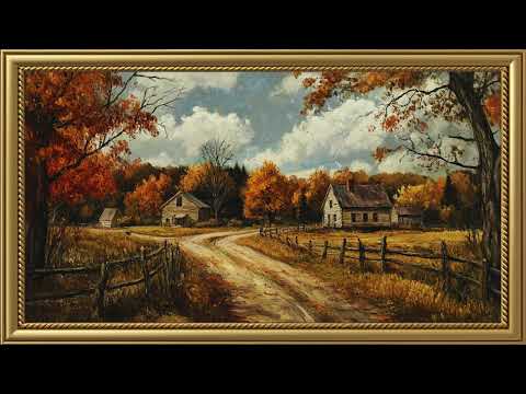 Vintage New England Farm Painting | Gold Frame TV Art Screensaver for TV Wallpaper