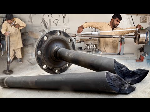 This Axle Broken Like Strange Angle is Mechanic Reparing By Double Joint For More Strongable