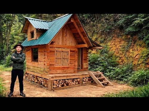 The man build Inexpensive cabin in 35 days | Full construction process.