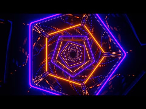 ✨ Économiseur d'écran 4K – Tunnel de Miroirs Néon Violet et Orange – VJ (Sans Audio)