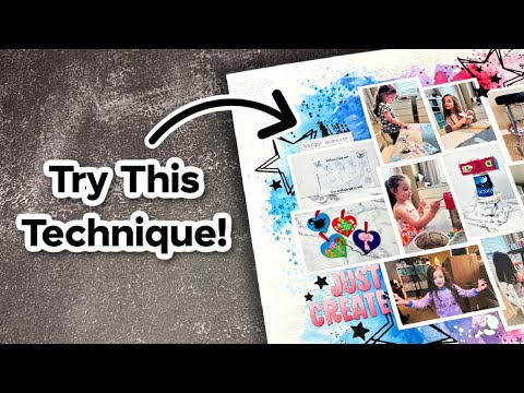 Scrapbook 10 Photos on a Layout | Mixed Media Background