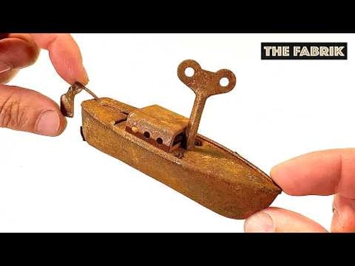 1940's mini Clockwork Tin Boat - Restoration