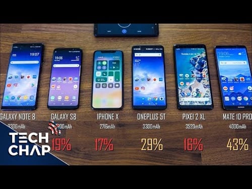 iPhone X vs Galaxy S8 vs Note 8 vs OnePlus 5T vs Mate 10 Pro - Battery Drain Test! | The Tech Chap