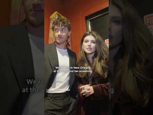 Emily Bader and Tom Blyth sneak into the very first fan screening of PEOPLE WE MEET ON VACATION