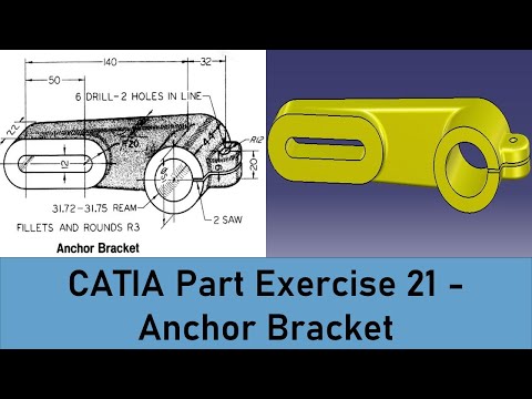 CATIA Part Design Exercise 21 - Anchor Bracket