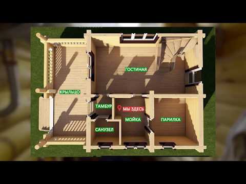 Обзор дома-бани 6х9 из оцилиндрованного бревна