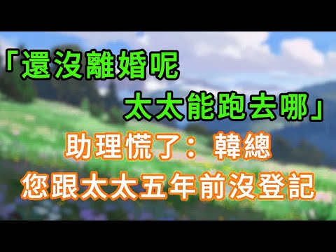「還沒離婚呢,太太能跑去哪」助理慌了:韓總,您跟太太五年前沒登記! #情感故事 #為人處世 #生活经验