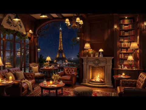 Relaxing Winter Jazz Music at Paris Cozy Coffee Shop Ambience ⛄ Warm Jazz Instrumental Music