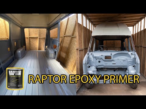 TALBOT EXPRESS CAMPERVAN INSIDE AND ENGINE BAY IN RAPTOR EPOXY PRIMER