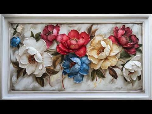 Awesome flower painting with white frame for tv | frame TV art | 5 hours