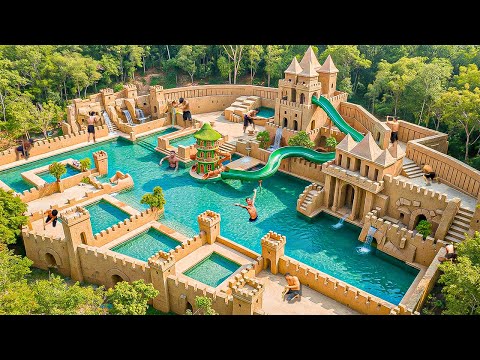 Building a Massive Clay Complex with Curved Water Slides and Underground Pool Using Primitive Tools