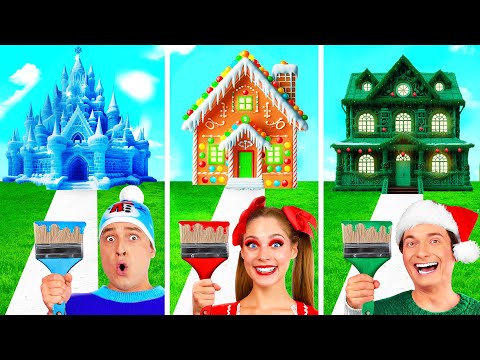 One Colored House Challenge | House on Christmas by Fun Teen