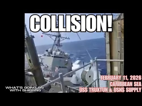 COLLISION: USS Truxtun & USNS Supply Collide in the Caribbean, Feb 11, 2026 | Two Videos