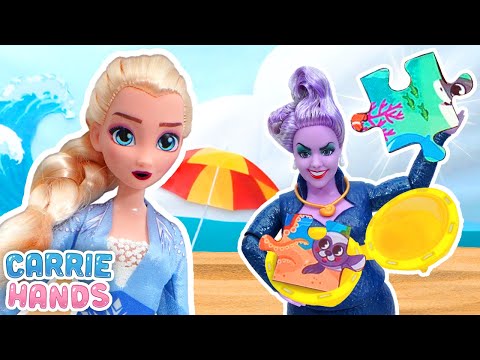 Disney's Little Mermaid Ursula & Frozen Elsa Solve Oozy Doozy Surprise Puzzle | Fun Videos For Kids