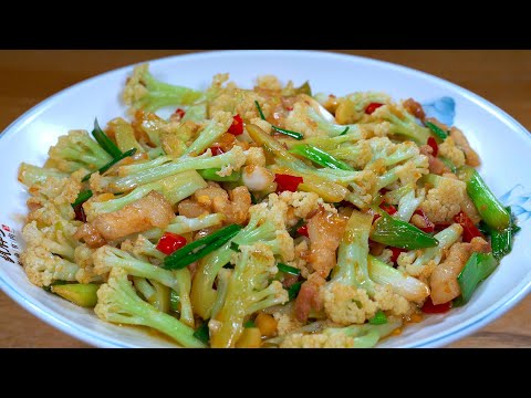 炒花菜最忌过油或直接炒,教你秘制做法,酱香浓郁,脆嫩爽口,上桌连挑食的孩子都抢着吃,下饭神器#like #food #delicious