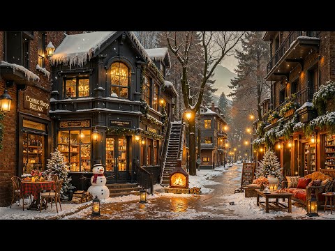 Warm Morning Winter Ambience at Coffee Shop ❄️ Relaxing Winter Jazz Background Music for Work, Study
