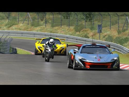 Kawasaki Ninja H2R vs McLaren P1 GTR Sports at Nordschleife