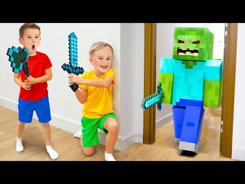 Chris and Michael play Minecraft in Real Life!