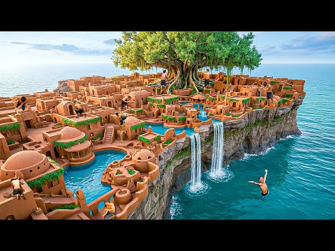 200 Days Building a Clay Living Space Carved into a Dangerous Ocean Cliff Using Primitive Tools