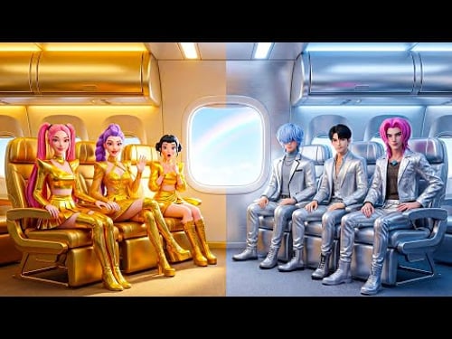 K-Pop Demon Hunters in Golden and Silver Airplane! | KPOP Demon Hunters Animation
