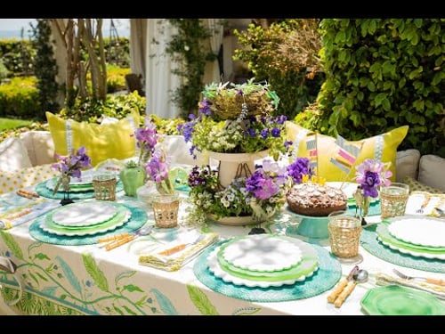 A Potted Floral Arrangement, Created For A Mother’s Day Tablesetting or Gift