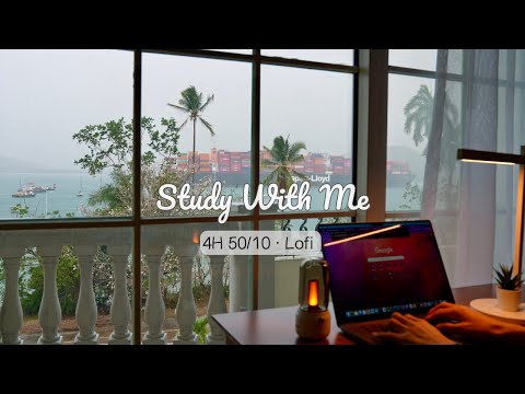 4-Hour Study with Me / Rainy Panama Canal 🛳️ / Pomodoro 50-10/ Relaxing Lo-Fi / Day 149