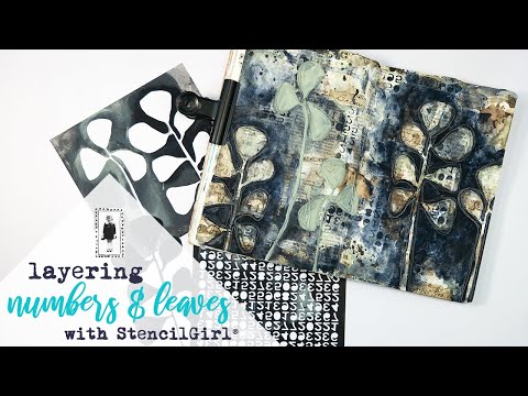 Layering Numbers & Wonky Leaves - New Stencil Release with StencilGirl Products - Nicole Watson Art