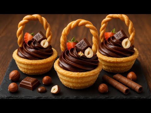 Perfect for the celebration: chocolate baskets made from puff pastry