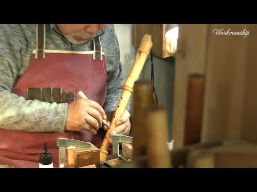 Process of making Wooden Recorder. Beautiful baroque melody. Korean recorder artisan
