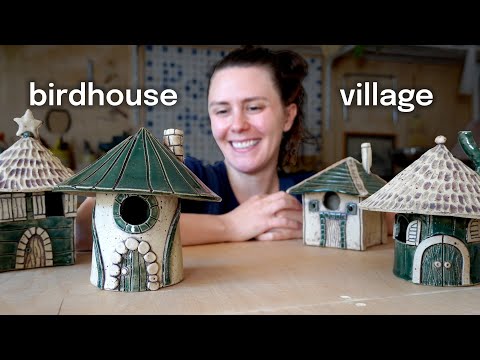 I made a birdhouse village out of clay