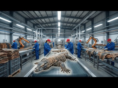Inside a Modern Monitor Lizard Factory: From Monitor Lizard to Leather Jacket (Full Process)