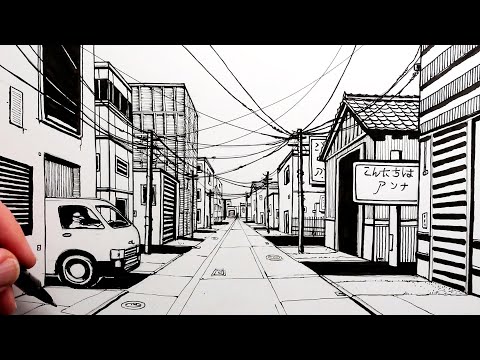 Mastering One-Point Perspective for Realistic Street Scenes: Narrated Drawing Tutorial