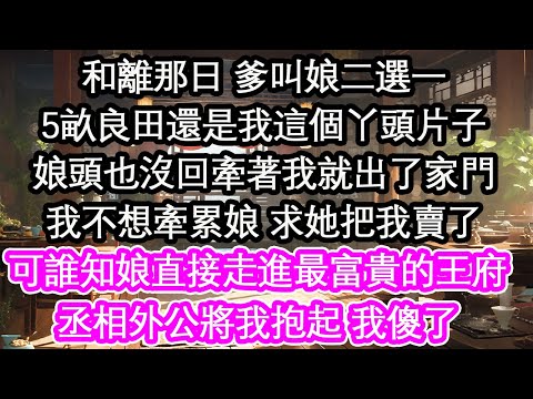 和離那日 爹叫娘二選一5畝良田還是我這個丫頭片子娘頭也沒回牽著我就出了家門我不想牽累娘 求她把我賣了可誰知娘直接走進最富貴的王府丞相外公將我抱起 我傻了【花開】【愛情】【生活】