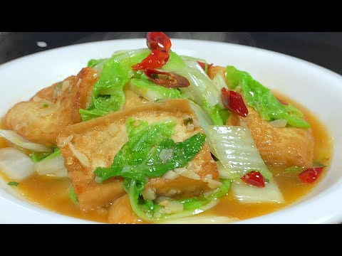Stir-fried cabbage and tofu, tender, flavorful, and perfect with rice! The secret to the deliciou...
