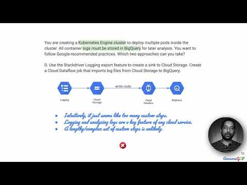 ACE-9, GCP Associate Cloud Engineer - logging, monitoring, Stackdriver, export logs, BigQuery, k8s