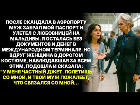 Муж бросил в аэропорту. Незнакомка сказала: "Садись в мой самолёт". Но когда я узнала, кто она...