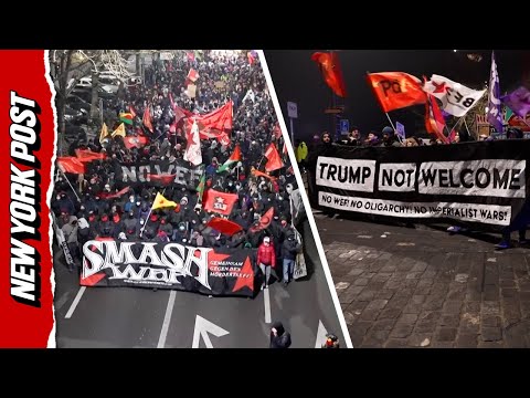 Protesters in Zurich Torch US Flags Ahead of Trump's Meeting in Davos