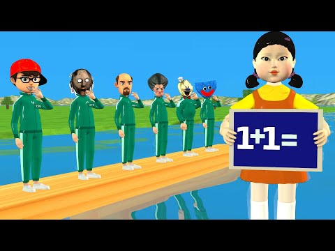Scary Teacher 3D vs Squid Game ChallengeJump and Learn Math Level Max Nick Win and Miss T Loser