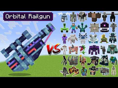 Orbital Railgun vs All Minecraft Bosses,Wither Storm,Warden,Herobrine - Minecraft Mob Battle