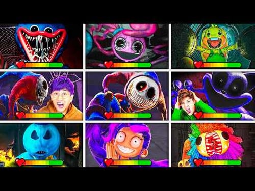 POPPY PLAYTIME CHAPTERS 1 to 5 - ALL BOSSES & DEATH SCENES With HEALTHBARS!?