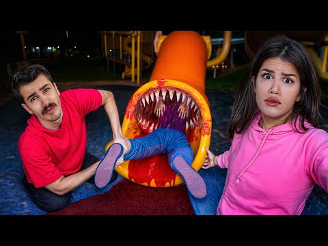 هیچ وقت 3 شب وارد سرسره تونلی پارک نشید 😨