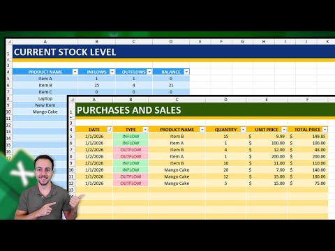 Excel Template to Track Stock Level with Purchases and Sales | How to
