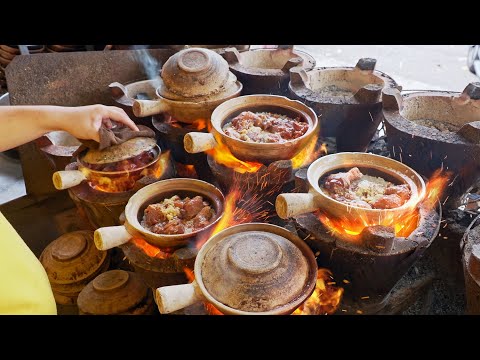 Unique cooking!Grilled Chicken Rice in Claypot, Claypot Sausage Rice / 炭香噴發!瓦煲雞飯, 臘味煲仔飯製作 - 街頭美食