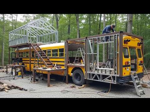 This man transforms an old school bus into an ultra-luxury motorhome! The entire process!
