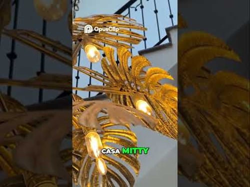 Casa Midy Chandelier_ A Golden Leafy Stairwell ✨#hometour #interiordesign #luxurylifestyle