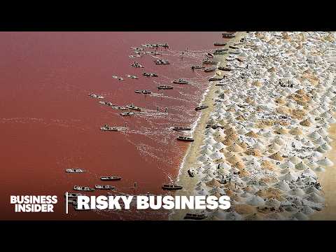 Mining 60,000 Metric Tons Of Salt In A Dangerous Pink Lake That's Saltier Than The Dead Sea