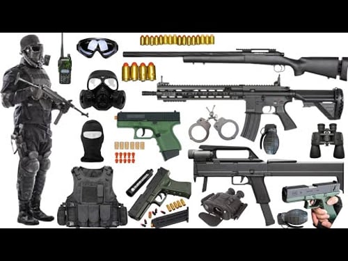 Special Forces Military Toy Gun Set Unboxing,Mp5, Sniper Rifle, Manchine Gun, Sig17, Glock, Revolver