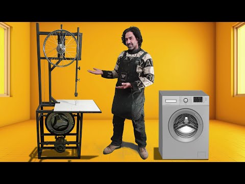 Turning washing machine to band saw تحويل آلة الغسيل إلى آلة تقطيع الخشب