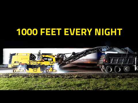 How America Builds its Interstate Highways at NIGHT!